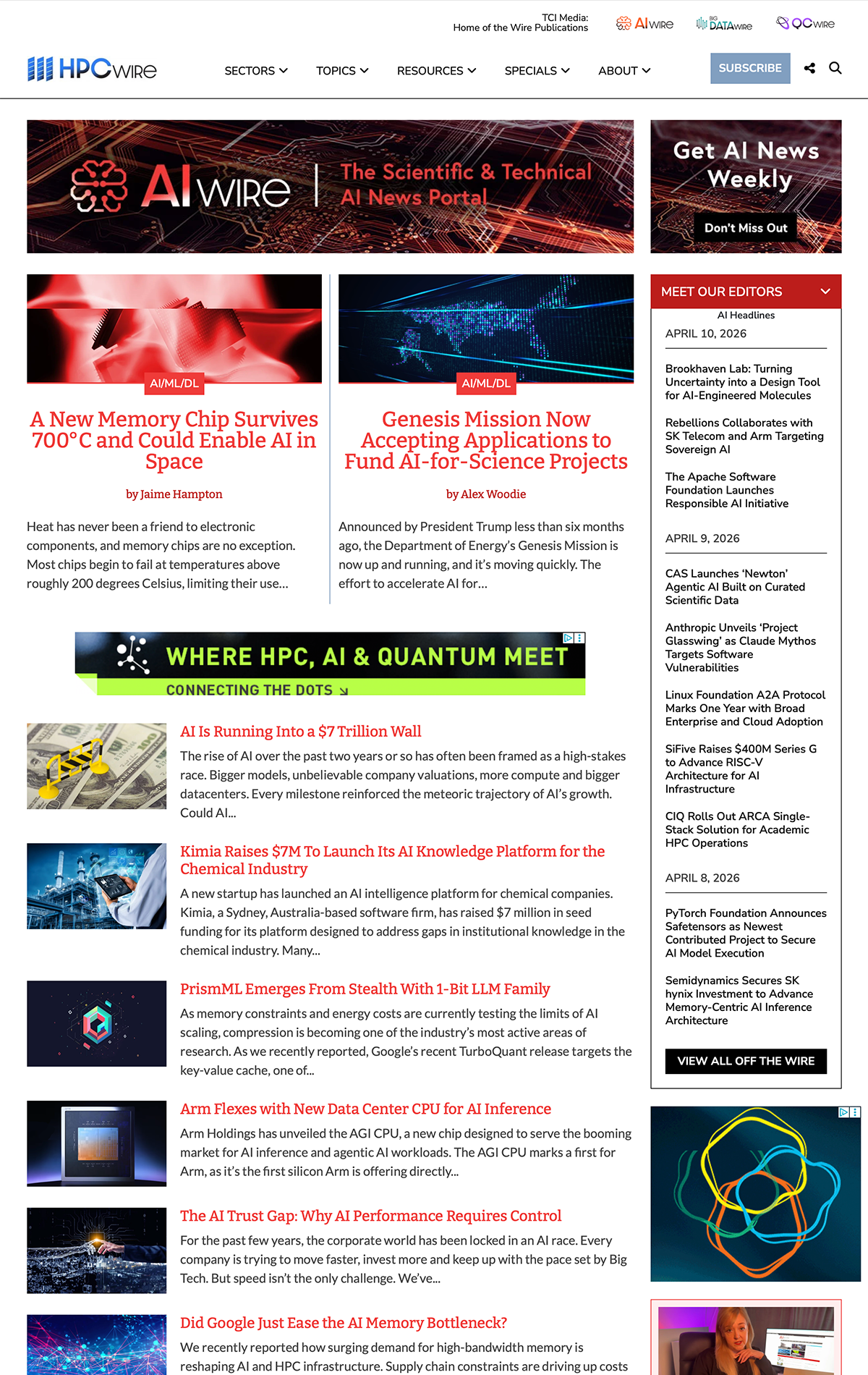 AIwire Top Part of Page updated